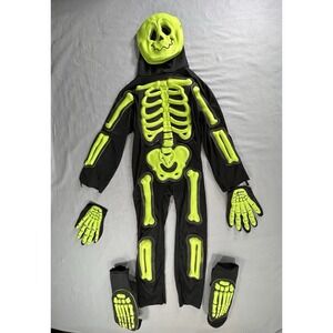 Fun World Skeleton Halloween Costume Jumpsuit Kids 4/6 3D green foam bones